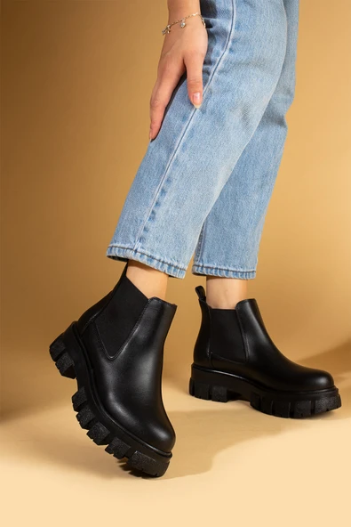 Pembe Potin Kalın Taban Lastikli Sıcak Astar Kadın Bot 59-908-24 - Resim 6