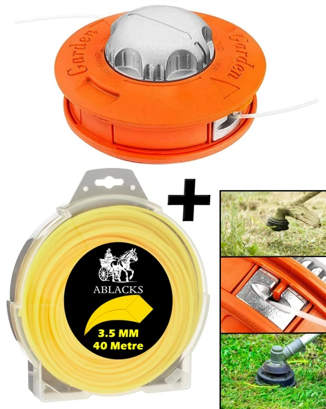 Otomatik Sarım Misina Başlık + Yedek Kare Misina 3.5 MM 40 Metre Çim Kesici Takım ürün görseli