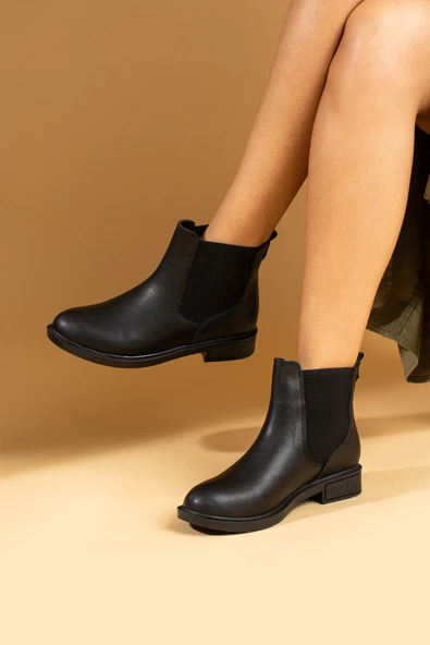 Pembe Potin Yanı Lastikli Sıcak Astar Bilekte Kadın Bot 57-109-24 - Resim 5