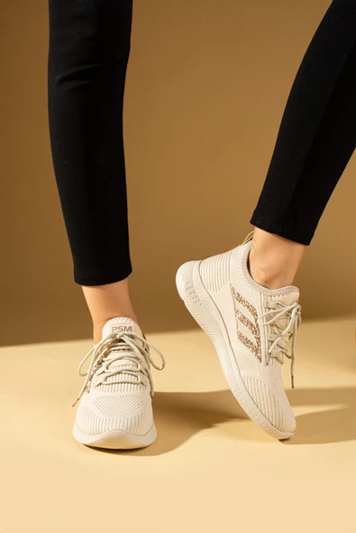 Pembe Potin Bağcıklı Triko Rahat Taban Kadın Sneakers 001-0022-24Z - 10