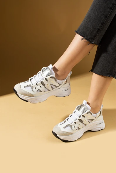 Pembe Potin Bağcıklı Rahat Taban Kadın Sneakers 36-873-25 - 4