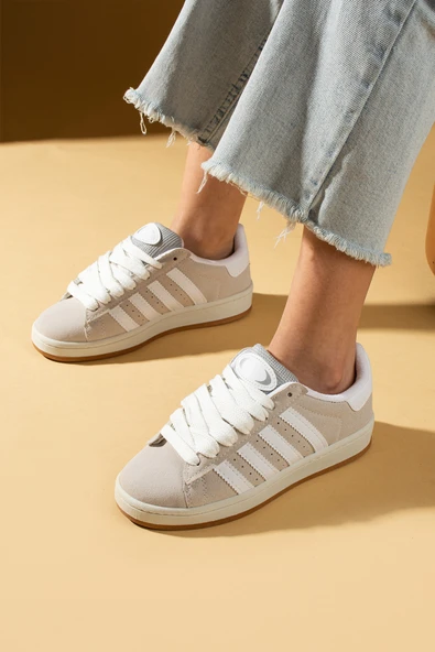 Pembe Potin Kalın Bağcıklı Şerit Detaylı Rahat Taban Kadın Sneakers 001-3458-25 - 2