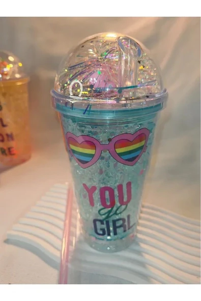 HUN Işıklı Pipetli Buz Efektli Bardak - 6