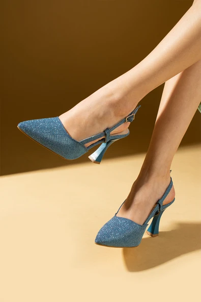 Pembe Potin Kadeh Topuklu Arkası Açık Kadın Ayakkabı 018-34-25Sim - Resim 6