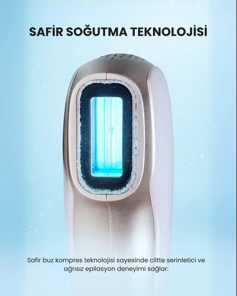 Mieco Sapphire Soğutma Özellikli IPL Lazer Epilasyon Aleti (Safir Cam) - MOR + Gözlük ve Çanta Hediyeli - 2