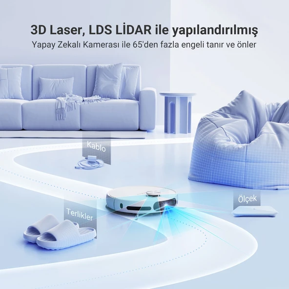 Ezvız RS20 Pro Robot Süpürge, Hepsi Bir Arada, 7200PA, Sıcak Su ile Paspas Yıkama, Sıcak Hava ile Paspas Kurutma, Otomatik Toz Boşaltma, Yapay Zeka ile Engellerden Kaçınma, Halı Algılama - 8