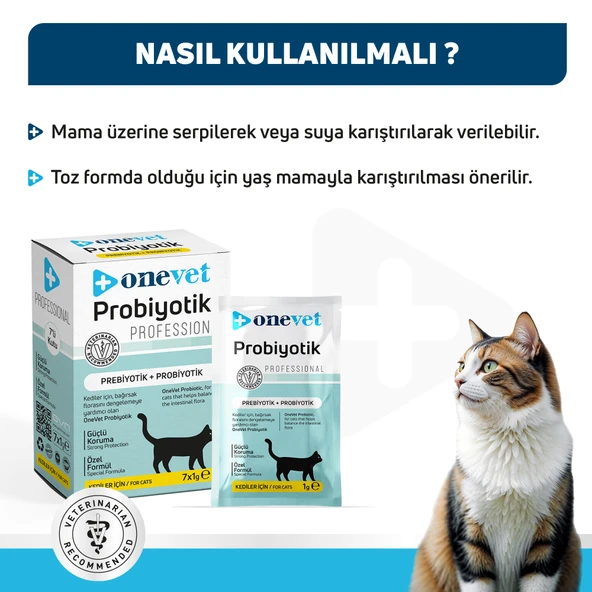 OneVet Probiyotik Saşe Kediler Için Sindirim Ve Bağışıklık Sistemi Destekleyici Toz Şase 7x1 gr - 6