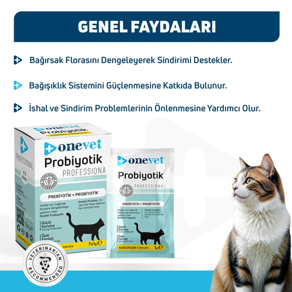 OneVet Probiyotik Saşe Kediler Için Sindirim Ve Bağışıklık Sistemi Destekleyici Toz Şase 7x1 gr - 5