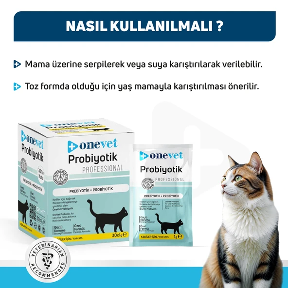 OneVet Probiyotik Saşe Kediler Için Sindirim Ve Bağışıklık Sistemi Destekleyici Toz Şase 30x1 gr - 6