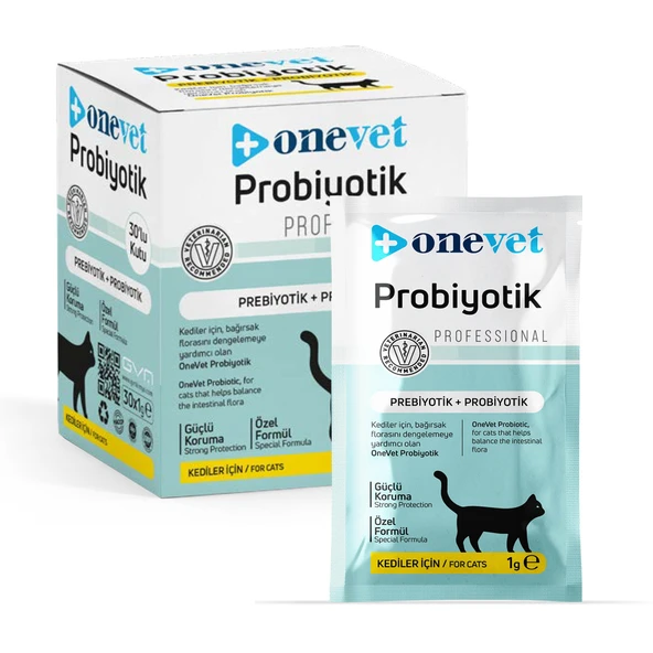 OneVet Probiyotik Saşe Kediler Için Sindirim Ve Bağışıklık Sistemi Destekleyici Toz Şase 30x1 gr