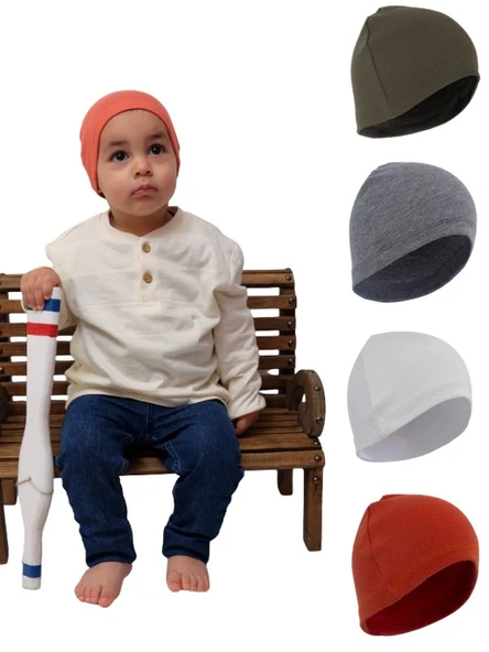 Bebek & Çocuk Pamuk Bere 4'lü Set Yumuşak Ve Hassas %100 Pamuk