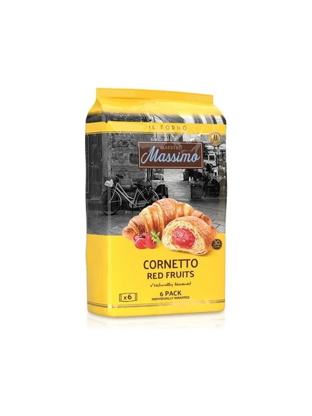MASSİMO 270 GR KIRMIZI MEYVELİ KURUVASAN MULTIPACK (45X6) (CORNETTO RED FRUITS 6PCS MULTIPACK)
