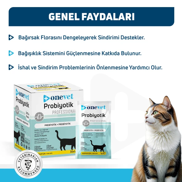 OneVet Probiyotik Saşe Kediler Için Sindirim Ve Bağışıklık Sistemi Destekleyici Toz Şase 30x1 gr - 5