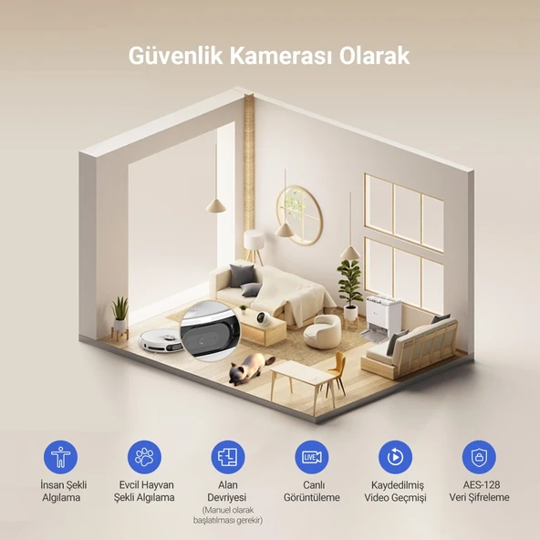 Ezvız RS20 Pro Robot Süpürge, Hepsi Bir Arada, 7200PA, Sıcak Su ile Paspas Yıkama, Sıcak Hava ile Paspas Kurutma, Otomatik Toz Boşaltma, Yapay Zeka ile Engellerden Kaçınma, Halı Algılama - 4