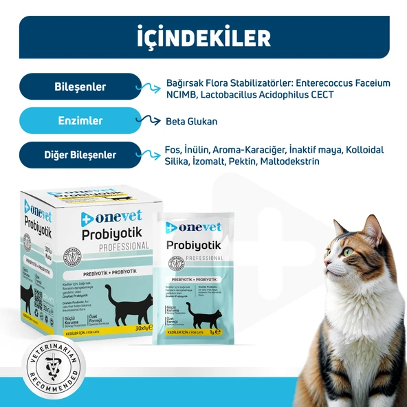 OneVet Probiyotik Saşe Kediler Için Sindirim Ve Bağışıklık Sistemi Destekleyici Toz Şase 30x1 gr - 7