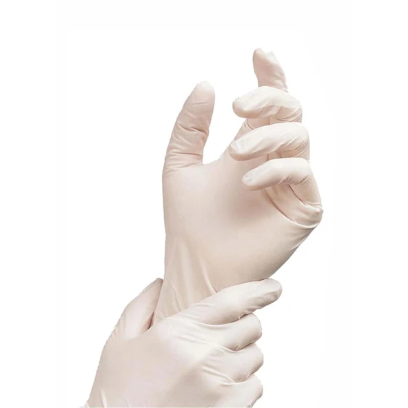 Beybi Lateks Pudralı Eldiven Muayene Beyaz Large L - 3