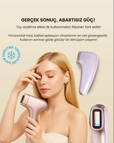 Mieco Safir Soğutma Özellikli ipl Lazer Epilasyon Aleti (Safir Cam)-Rosegold + Gözlük ve Çanta Hediyeli - 3