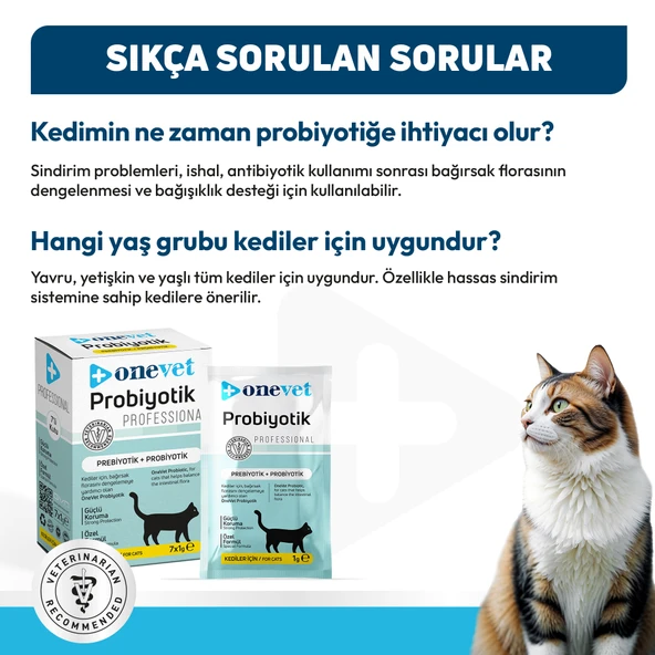 OneVet Probiyotik Saşe Kediler Için Sindirim Ve Bağışıklık Sistemi Destekleyici Toz Şase 7x1 gr - 8