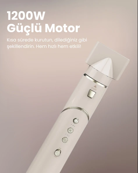 Mieco Aria 8 in 1 Saç Kurutma ve Şekillendirme Seti - Champagne - Resim 5
