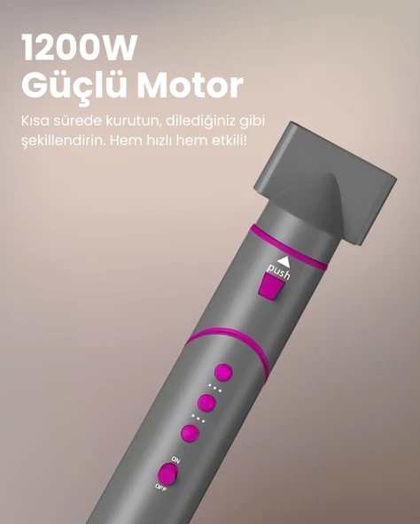 Mieco Aria 8 in 1  Uyumlu  Saç Kurutma ve Şekillendirme Seti - Pink - Resim 5