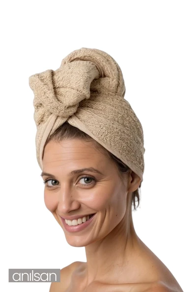 %100 Pamuk Kahverengi Havlu Bone Saç Kurutma Bonesi Kafa Havlusu Duş Banyo Bonesi Islak Saç Kurulama Bone