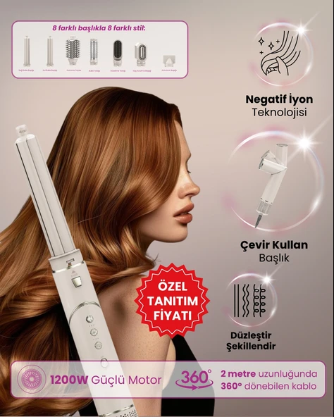 Mieco Aria 8 in 1 Saç Kurutma ve Şekillendirme Seti - Champagne ürün görseli