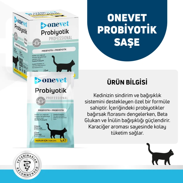 OneVet Probiyotik Saşe Kediler Için Sindirim Ve Bağışıklık Sistemi Destekleyici Toz Şase 30x1 gr - 10