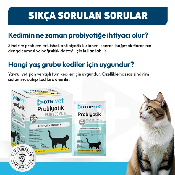 OneVet Probiyotik Saşe Kediler Için Sindirim Ve Bağışıklık Sistemi Destekleyici Toz Şase 30x1 gr - 8