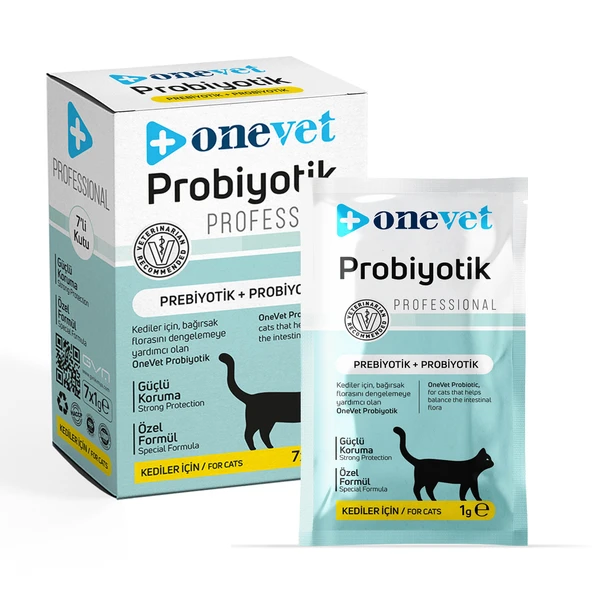 OneVet Probiyotik Saşe Kediler Için Sindirim Ve Bağışıklık Sistemi Destekleyici Toz Şase 7x1 gr