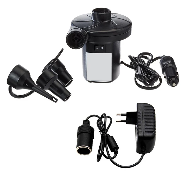 Yatak - Havuz Şişirme Boşaltma Pompası Araç Çakmak + 220V Çift Başlık