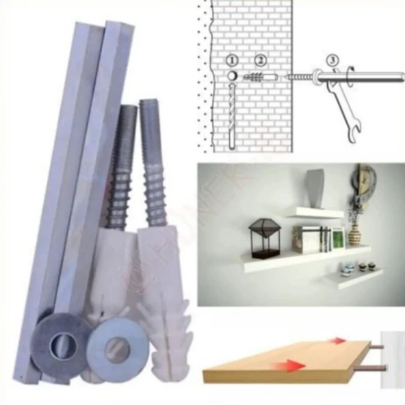Gizli Raf Tutucu  14 cm x 8 mm, (Bir Takım) - 10