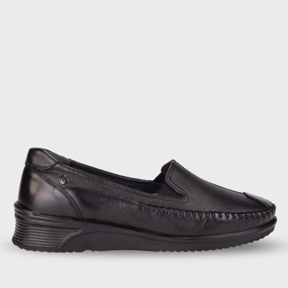Forelli AMELIA 48002-G Siyah Kadın Günlük Deri Comfort Ayakkabı - 2