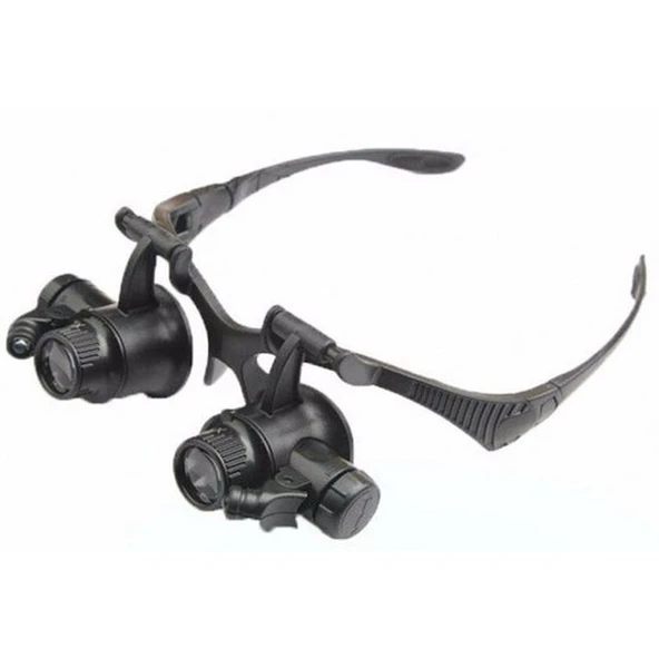 Gözlük Modeli 10X 15X 20X 25X Lens 2 Led Işıklı Büyüteç 9892G