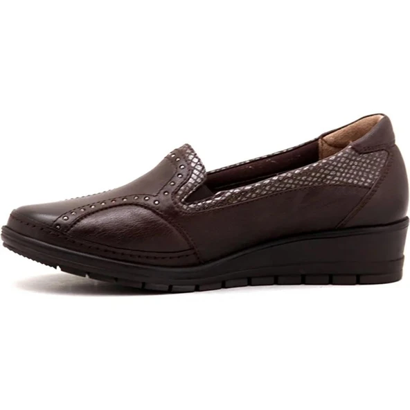 Forelli 25109-H Kahve Kadın Günlük Deri Comfort Ayakkabı - 3