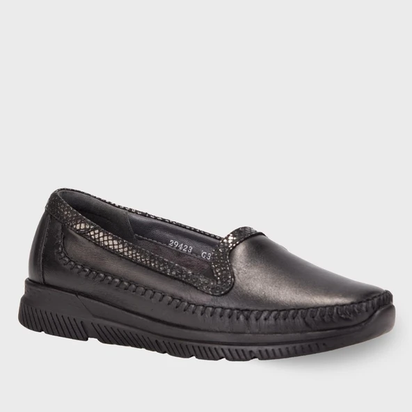 Forelli LADEN 29423-G Siyah Kadın Günlük Deri Comfort Ayakkabı ürün görseli 1