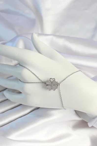 316L Çelik Zincirli Gümüş Renk Dönen Yonca Şahmeran