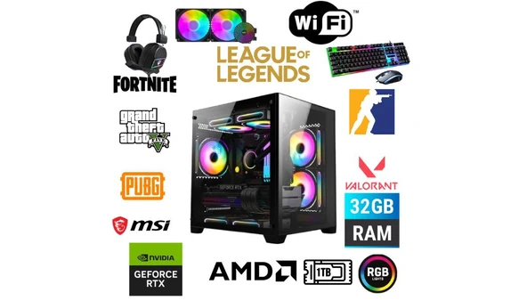 DFS Gaming ECO 77X-RYZEN 7 5700X-B550M-RTX 5060 8GB-32GB RAM-1TB M.2 SSD-SIVI SOĞUTMALI-OYUNCU BİLGİSAYARI