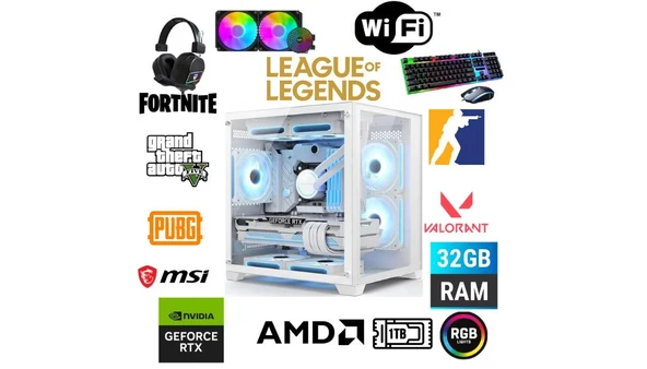 DFS Gaming ECO 78X-RYZEN 7 5700X-B550M-RTX 5060 8GB-32GB RAM-1TB M.2 SSD-SIVI SOĞUTMALI-OYUNCU BİLGİSAYARI