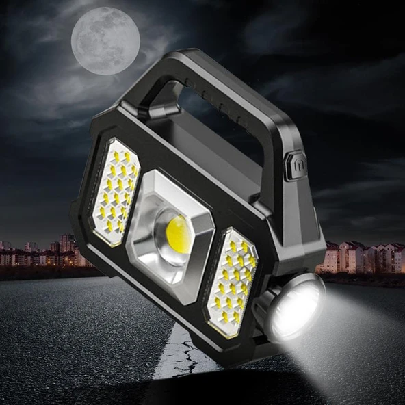 Solar Powerbanklı Şarjlı Taşınabilir Güçlü Fener P-880a