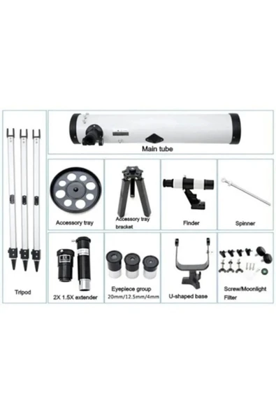 76x700 Profesyonel Aynalı  Uzay Teleskopubeyaz - Resim 3