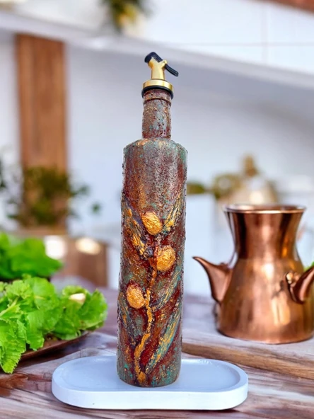 Altın Yaldız Detaylı Antik Eskitme El yapımı Yağdanlık, Sosluk, Sirkelik, Mutfak Tasarımı, Ev dekorasyonu ürün görseli