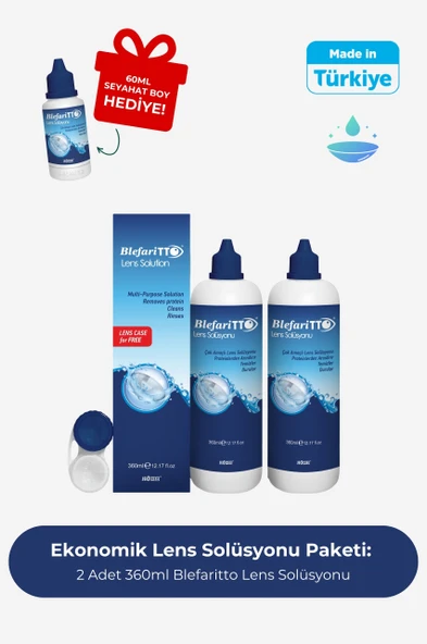 Blefaritto 360 ml 2 Adet Lens Solüsyonu Çanta Boy 60 ml Çanta Boy Hediye Son Kullanım Tarihi: 01.2027