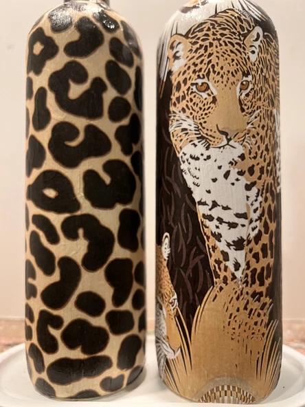 Leopar Desenli Zeytinyağı Sıvıyağ Şişesi Yağdanlık Yağlık, Sirkelik, Sosluk 2'li Set, Ev dekoru - 8