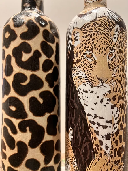 Leopar Desenli Zeytinyağı Sıvıyağ Şişesi Yağdanlık Yağlık, Sirkelik, Sosluk 2'li Set, Ev dekoru - 7