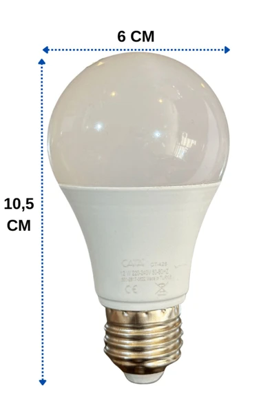 Cata CT-4266 12W 6400K (Beyaz Işık) E27 Duylu Led Ampul (8 Adet) - 4