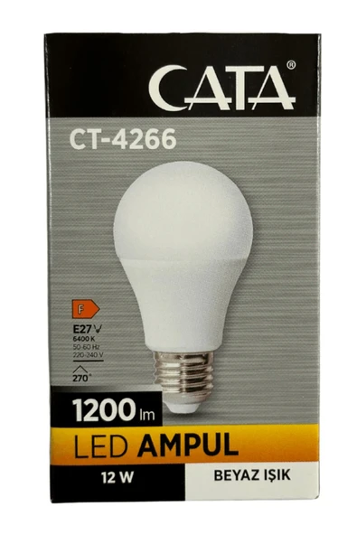 Cata CT-4266 12W 6400K (Beyaz Işık) E27 Duylu Led Ampul (8 Adet) - 2
