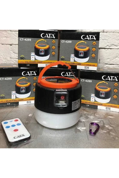 Cata Solar Kamp Feneri Işıldak, Beyaz Işık, Telefon Şarj, Kumandalı, Urla Ct-4289