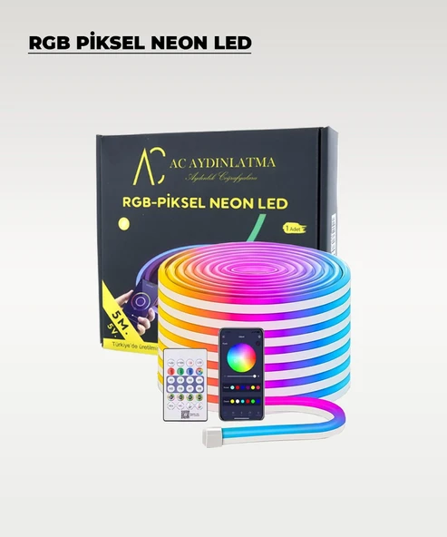 USB Neon RGB Piksel Şerit Led - Animasyonlu - Sese Duyarlı - 5 Metre (Aplikasyon - Kumandalı)) - 2