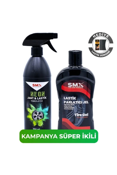 SMX Neon Jant & Lastik Temizleyici 750 ml.+ Jel Lastik Parlatıcı 500 Ml + Sünger Hediye ürün görseli 1