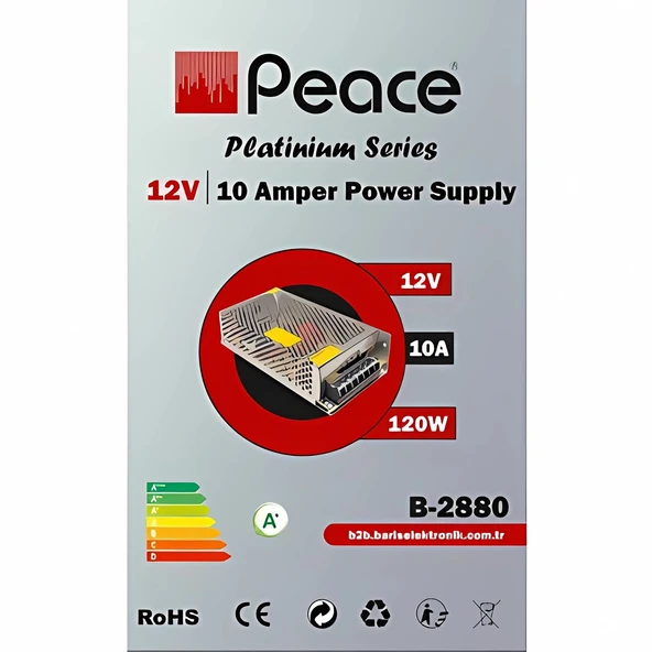 Peace B2880 Metal Adaptör 12V 10A Silver ürün görseli 1